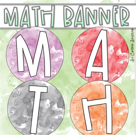 Add This Watercolor Themed Math Banner To Your Classroom Or Bulletin