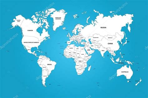 El Mapa Del Mundo Con Las Fronteras Y Nombres De País — Vector De Stock