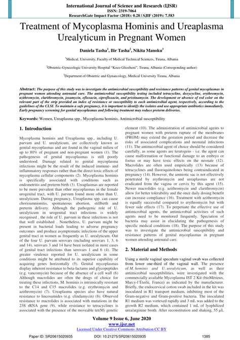 Pdf Treatment Of Mycoplasma Hominis And Ureaplasma Urealyticum In