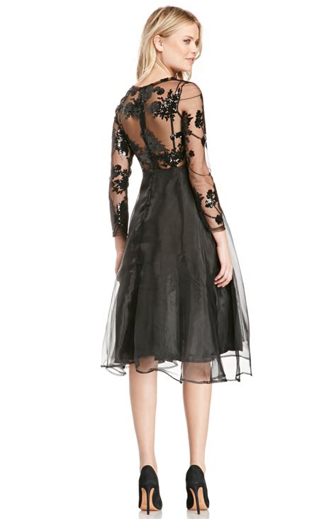 Glamorous Organza Floral Fit And Flare Midi Dress In Black Dailylook