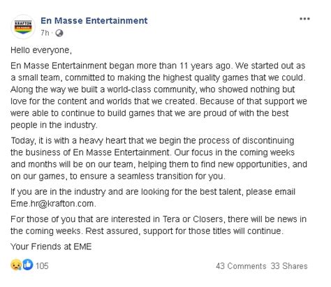 En Masse Entertainment Will Shut Down Ensures Seamless Transition