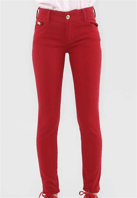 Calça Sarja Colcci Skinny Fátima Vermelha Compre Agora Dafiti Brasil