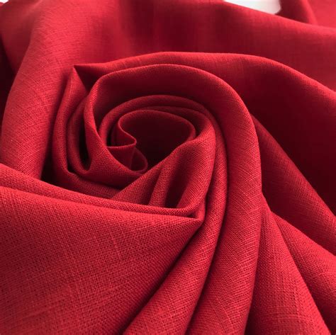 Red Linen Fabric 100 Linen Fabric Pure Linen Fabric Etsy