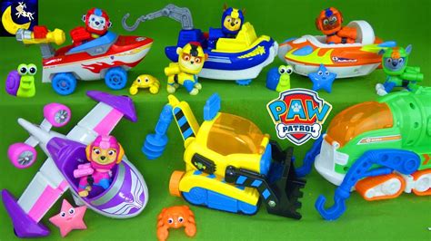 Paw Patrol Toys New Transforming Sea Patrol Vehicles And Sea Friends Unboxing Marshall Chase Skye