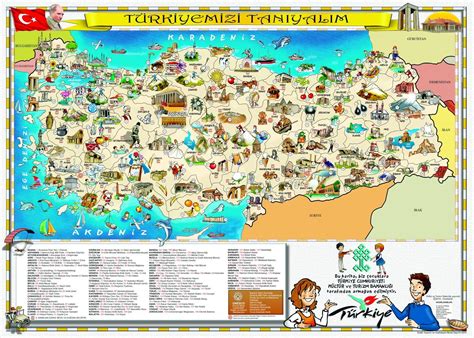 Illustrated Turism Map Of Turkey Reurope