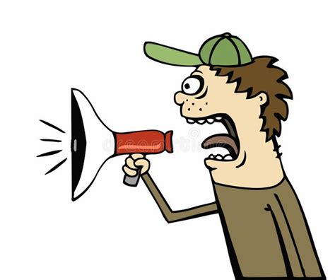 Bullhorn Announcement Profile Of A Cartoon Guy Yelling Into A Bullhorn
