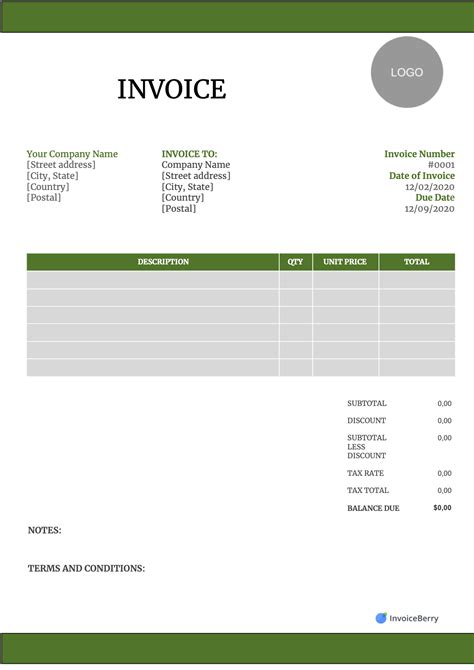 Free Google Docs Sheets Invoice Template Sample Download Invoiceberry