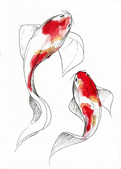 Watercolor Koi Fish Art
