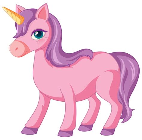 Free Vector Cute Purple Unicorn In Standing Position On White Background