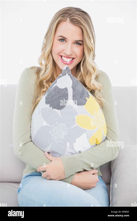 Blonde Woman Hugging Pillow Hi Res Stock Photography And Images Alamy