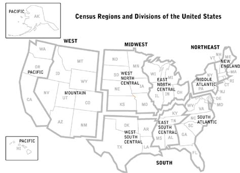 A Map Of The United States With The Us Census Bureau Regions And
