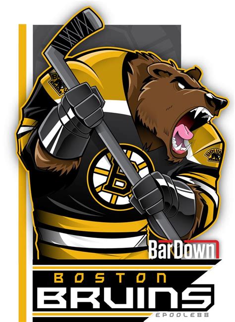 Bardown Nhl Cartoon Mascots Atlantic Division Bruins Hockey Boston