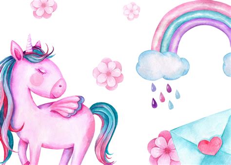 Download Watercolor Unicorn Clipart rainbow clip art baby shower ...