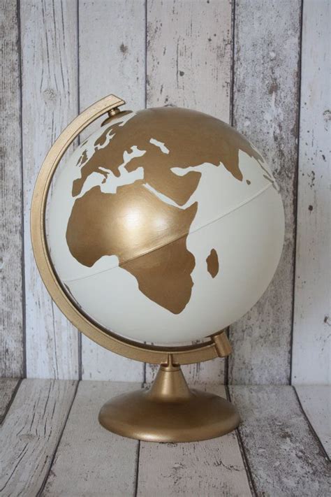 Hand Painted White And Gold Globe 10 Diameter Etsy Gold Globe