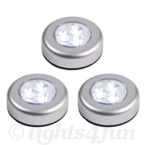 Set of 3 Round LED Battery Operated Stick On Under Cabinet ... Albrillo led under cabinet lighting, pack of 3 #9.