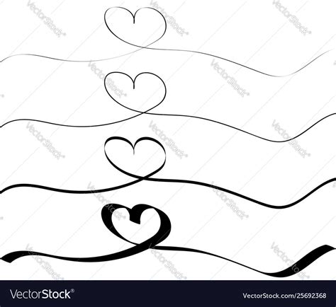 Continuous Line Drawing Heart Set Hearts Line Vector Image