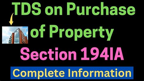 Tds On Purchase Of Property Ii Section 194 Ia Ii When Tds Is Deducted On Purchase Of Property Ii