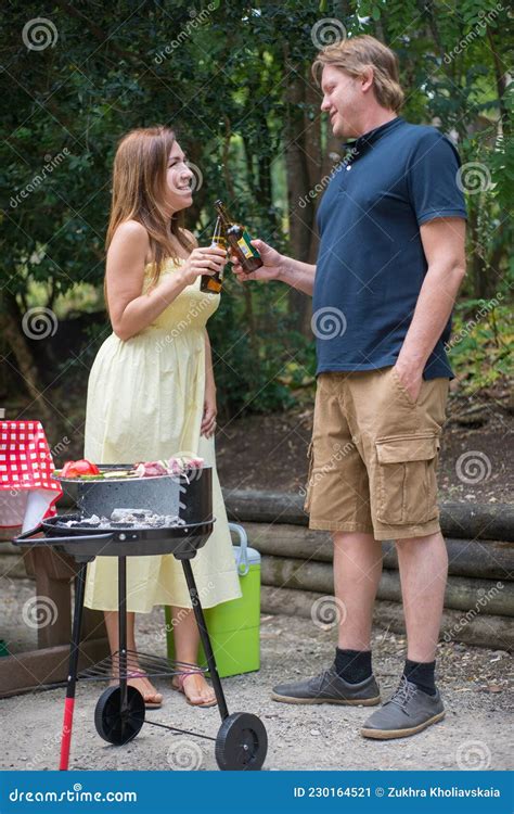 Portrait Of Happy Husband And Wife At Bbq Picnic Stock Image Image Of Mother Meat 230164521
