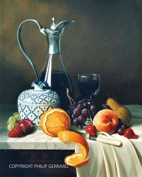 Still Life Oil Paintings By Philip Gerrard Flowers And Fruits