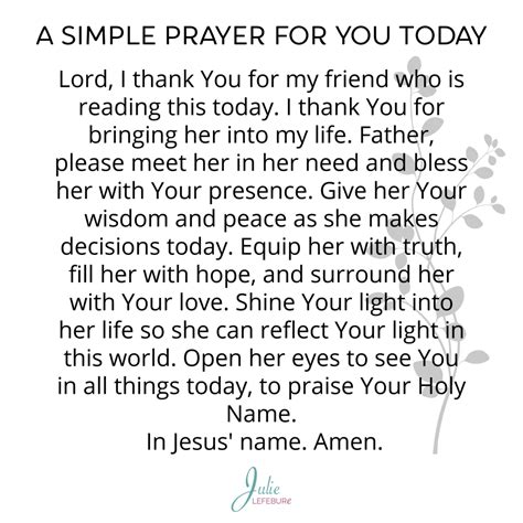 Need Some Hope? A Simple Prayer For You Today - Julie Lefebure