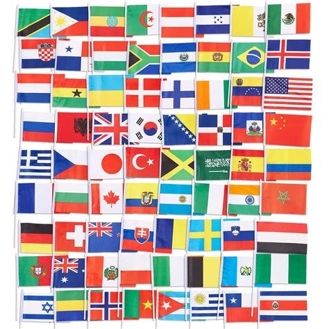 72 International Country Stick Flags 52 X75 Handheld Decoration