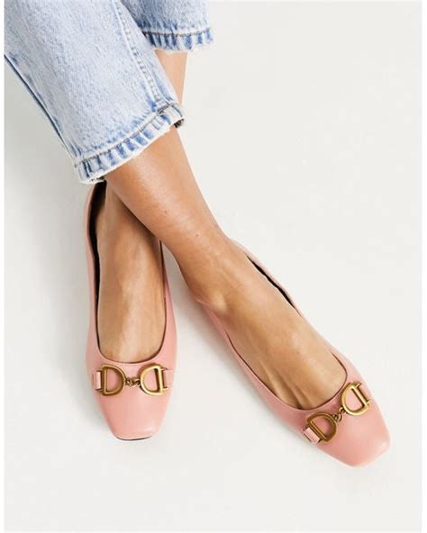 Asos Leighton Square Toe Ballet Flats In Pink Lyst