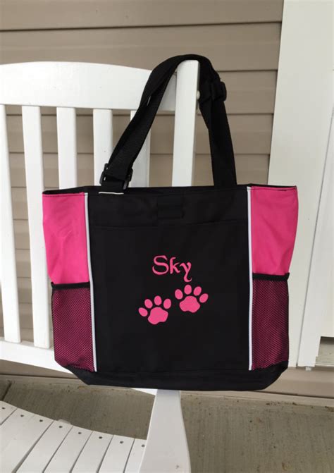 Personalized Tote Pet Dog Cat Supply Bag Treat Bag Paw Prints