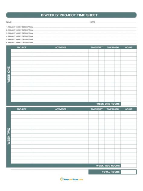 Free Timesheet Template For Multiple Projects Example In 2021