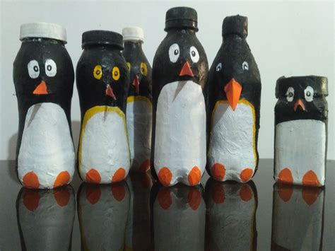 Penguins Out Of Waste Plastic Bottles I Used Papermache Method To