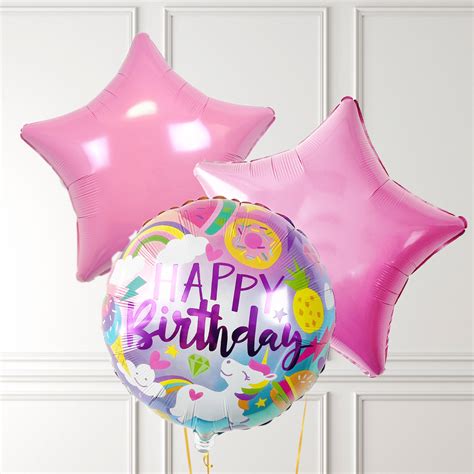 Happy Birthday Rainbow Unicorns Balloon Bunch Balloonbx