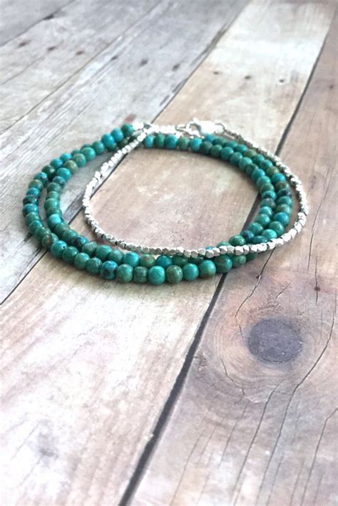 Genuine Turquoise Bracelet Small Bead Bracelet By Gemsbykelley