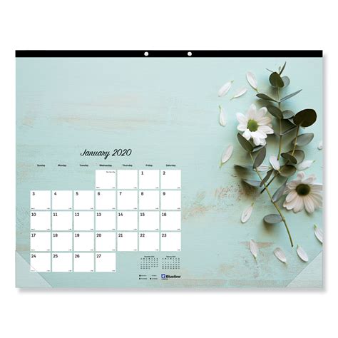 Blueline Romantic Monthly Desk Pad Calendar 22 X 17 Floral 2021