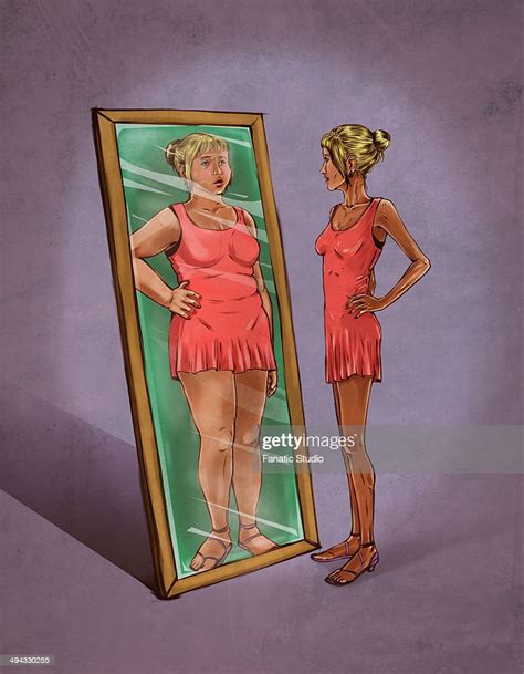 Illustrative Image Of Woman Looking In Mirror Sees Herself As