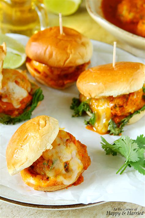 Chicken Meatball Sliders With Roasted Red Pepper And Tomato Sauce
