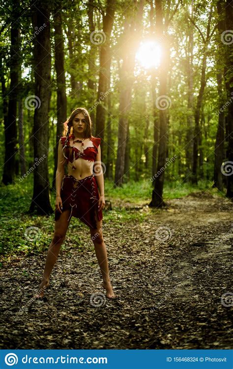 Wilderness Of Virgin Woods Wild Attractive Woman In Forest Folklore