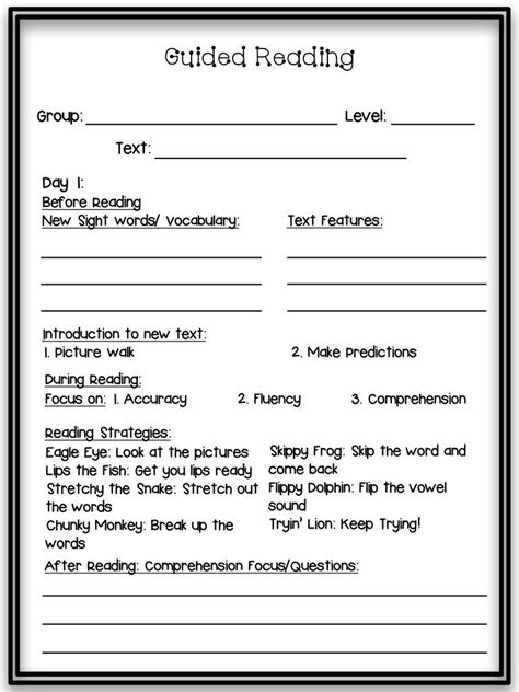 Kindergarten Reading Lesson Plan Template