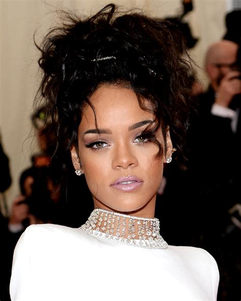 Pictures 2014 Met Gala Celebrity Hairstyles Rihanna Messy Updo Met