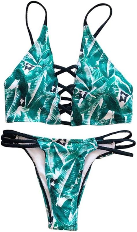 BOLAWOO 77 Damen Bohemian Stil Brazilian Bikini Set Mit Seitlichen
