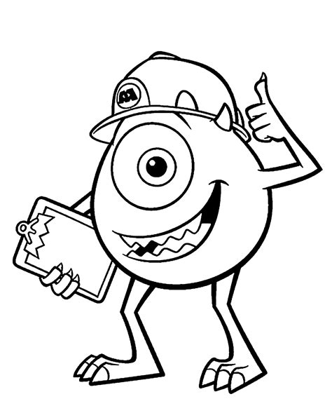 Mike From Monster Inc Coloring Pages For Kids Printable Free Monster