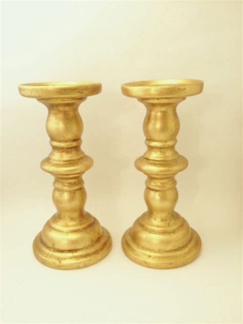 Gold Candlesticks Gold Pillar Candle Holders Gold Florentine