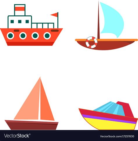 Cartoon Boats And Ships Isolated Flat Set Vector Image
