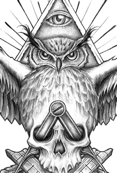 Owl Illuminati For Chest Tattoo Design Digital Download Tattoodesignstock