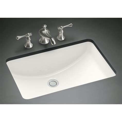 Undermount bathroom sinks are a newer innovation, allowing you to maximize counterspace while looking sleek. KOHLER Ladena White Undermount Rectangular Bathroom Sink ...