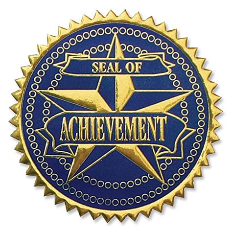 2 Inch 102 Count Seal Of Achievement Embossed Gold Foil Certificate