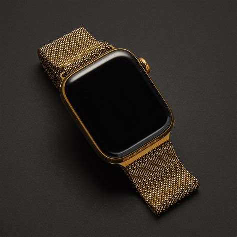 24k Gold Apple Watch Series 5 With Gold Milanese Loop Band 44 Mm
