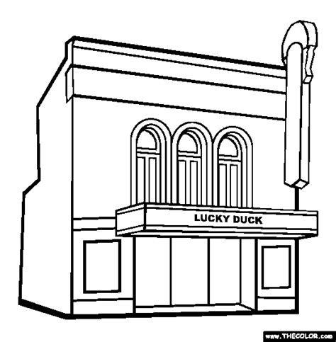 It's not quite what we expect a theatre to look like today! Cinema coloring, Download Cinema coloring for free 2019