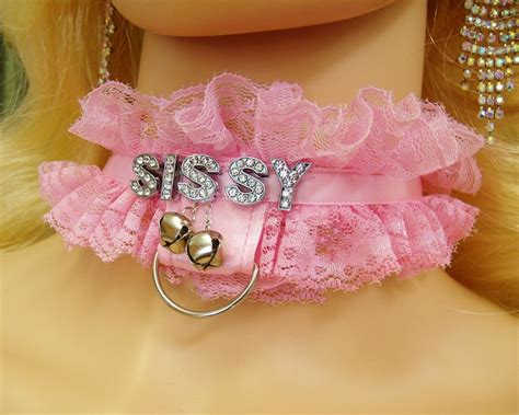 Any Words Personalized Pink Lace Choker Lock Bells Collar Sissy Bdsm Ddlg Plus Ebay