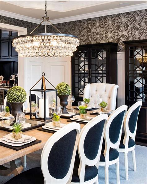 Black And White Dinningroom Dining Room Decor Elegant Luxury Dining
