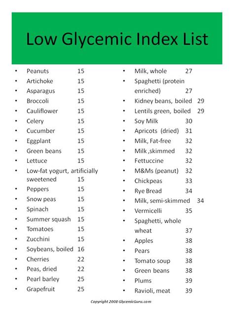 10 Best Printable Low Glycemic Food Chart Low Glycemic Index Foods