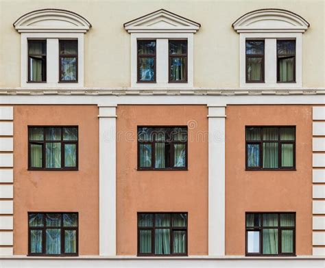 Windows In Row On Facade Of Urban Building Stock Photo Image Of Group